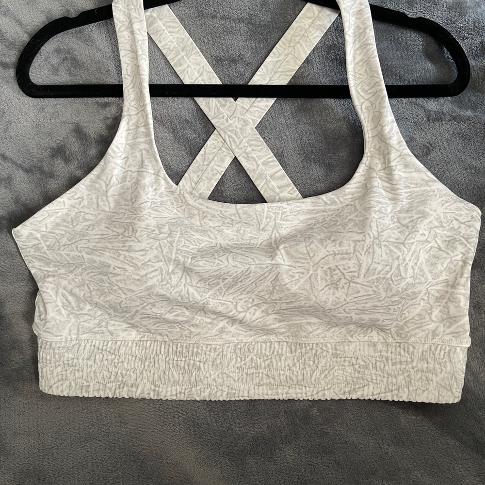 Zyia Active Pewter Fog Crisscross Bra in XXL Gray White Sports Bra